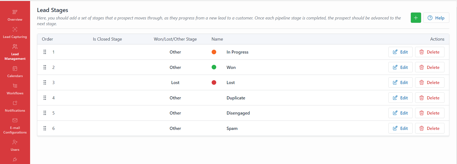 Setting Up Lead Stages