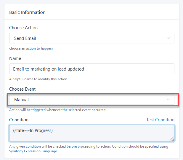 Setting Up Manual Actions Figure 47