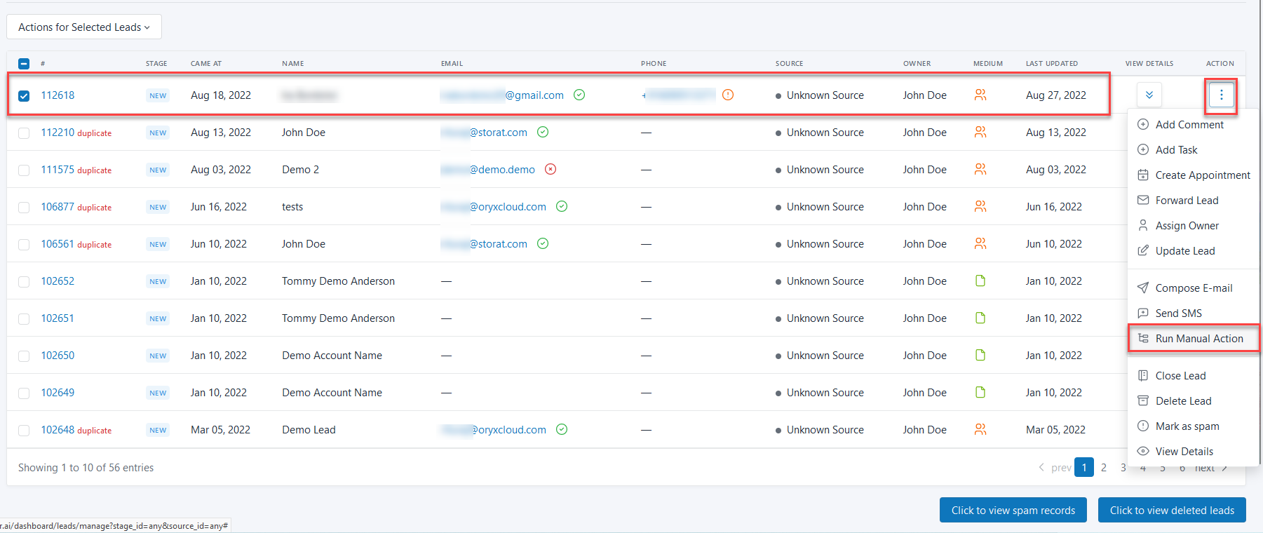 Setting Up Manual Actions Figure 50