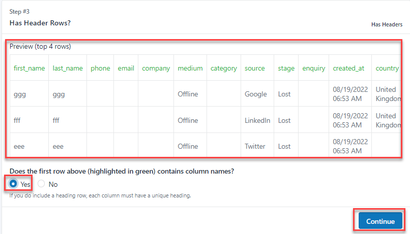 Uploading Leads Via CSV